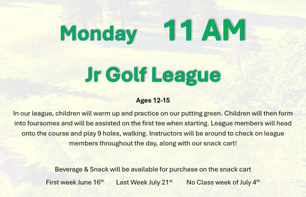 Junior League Sign Up Monday 11am