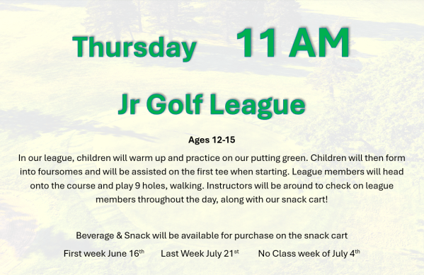 Junior League Sign Up Thursday 11am